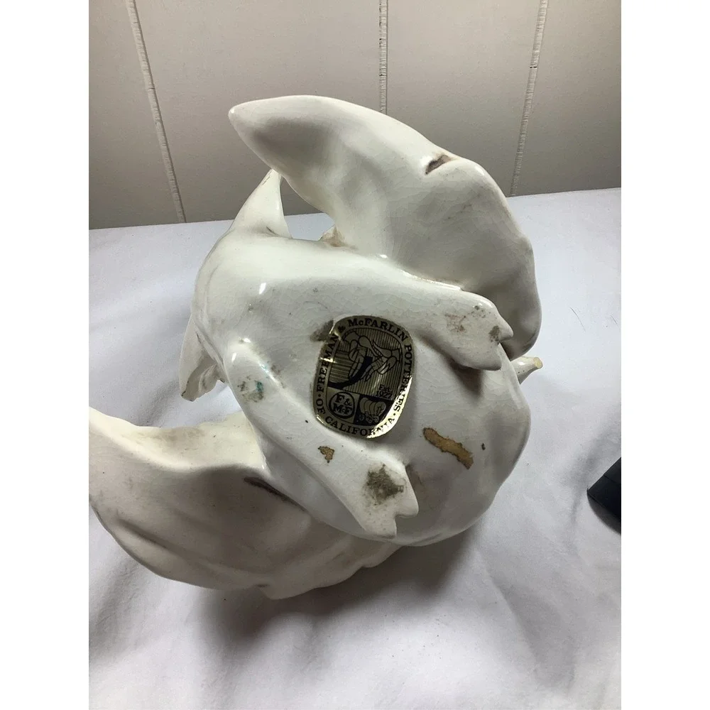 White Ceramic Dove Pigeon Bird Statue MCM 11